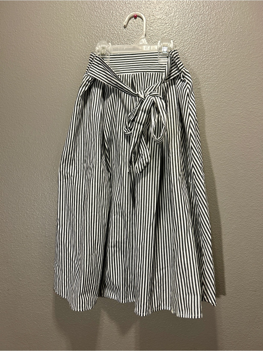 See You Monday Los Angeles Striped Midi Skirt M Black White Elastic Waist Tie
